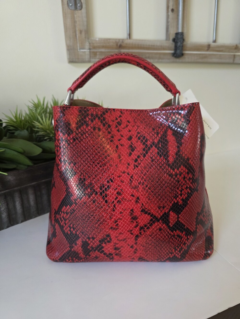 Dries Van Noten Vermilion Python Embossed Leather Hobo Bag- Runway Piece - Picture 2 of 15